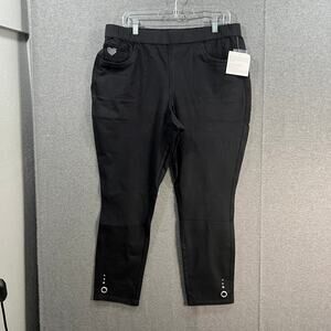 Quacker Factory Reg DreamJeannes Grommet Slim Lee Pant Black, Large
